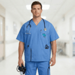 Promoción Uniforme Azul Bebe Cuello V Bolsillo Bordado Aladdin Microdril Lafayette