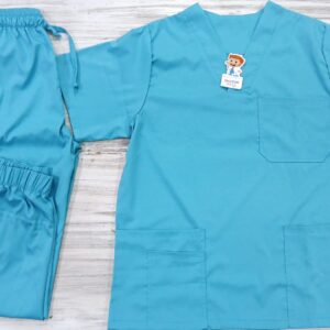 Promocion Uniforme Verde Aguamarina Cuello V Clásico Unisex Lotus Lycra Lafayette Jogger