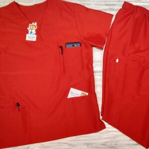 Promoción Uniforme Rojo Cuello V Unisex Importado Antifluido