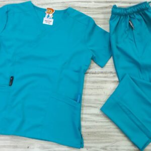 Promoción Uniforme Agua Marina Cuello Cruzado Antifluido Lotus Lycra Lafayette