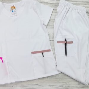 Promoción Uniforme Blanco Cuello V Redondeado Universal Lycra Lafayette Vivo Palo de Rosa