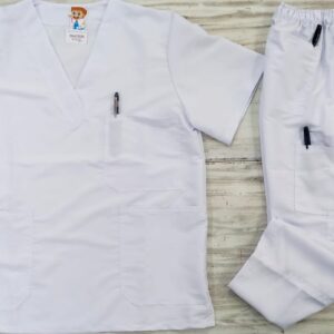 Promocion Uniforme Blanco Cuello V Punta Antifluido Nacional