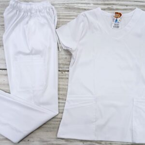 Promocion Uniforme Blanco Cuello V Redondo universal Licra Lafayette