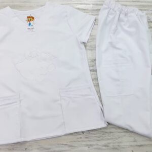 Promocion Uniforme Blanco cuello V Redondo Bordado Hello Kitty Micro Dril Lafayette