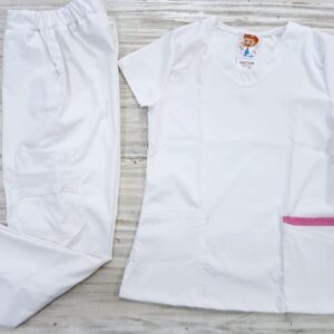 Promoción Uniforme S Blanco Cuello V Redondeado California Licra Lafayette Vivo Fucsia