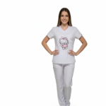 Uniforme Antifluido Hello Kitty Blanco – Dulzura y Comodidad Profesional