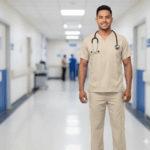 Uniforme Beige Lotus Lycra Lafayette – Confort y Estilo Profesional