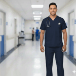 Uniforme Médico Azul DiaLotus Lycra Lafayette – Cuello V en Punta