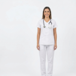 Uniforme Antifluido Universal Lycra Lafayette – Blanco con Bordado Snoopy