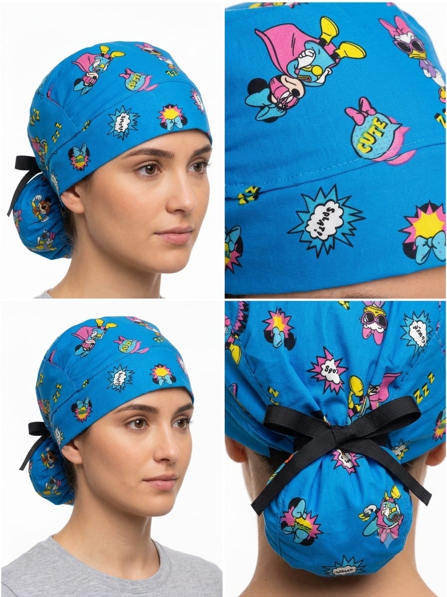 Gorro Antifluido Azul con Moño Estampado Minnie R31349 Gorro Antifluido Azul con Moño Estampado Minnie - Imagen 1