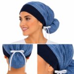 Gorro Antifluido en Tela Tipo Jean con Moño Ajustable – Estilo y Protección Profesional