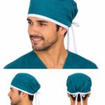 Gorro Unisex Verde Jade Antifluido con Cordón Blanco – Frescura y Estilo Profesional