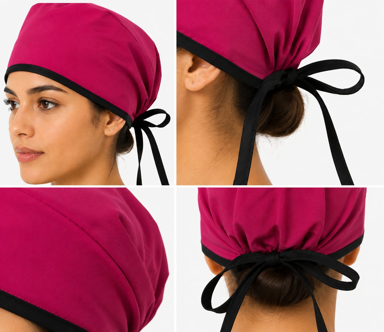 Gorro Antifluido Fucsia con Borde Negro R24314 Gorro Antifluido Fucsia con Borde Negro – Color, Estilo y Protección - Imagen 1