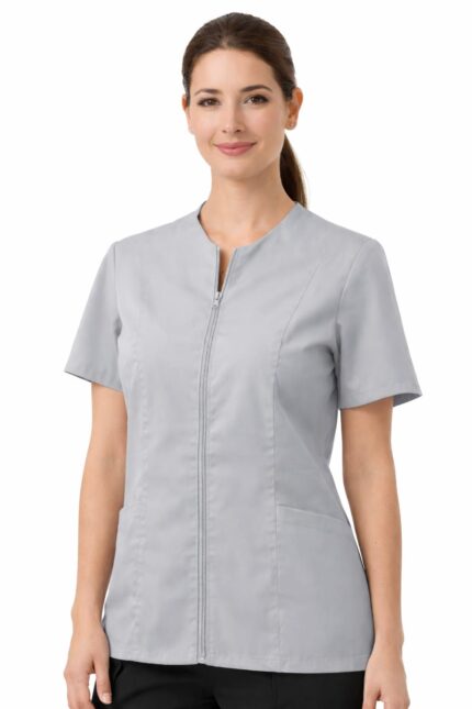 Blusa Antifluido Gris con Cremallera Frontal