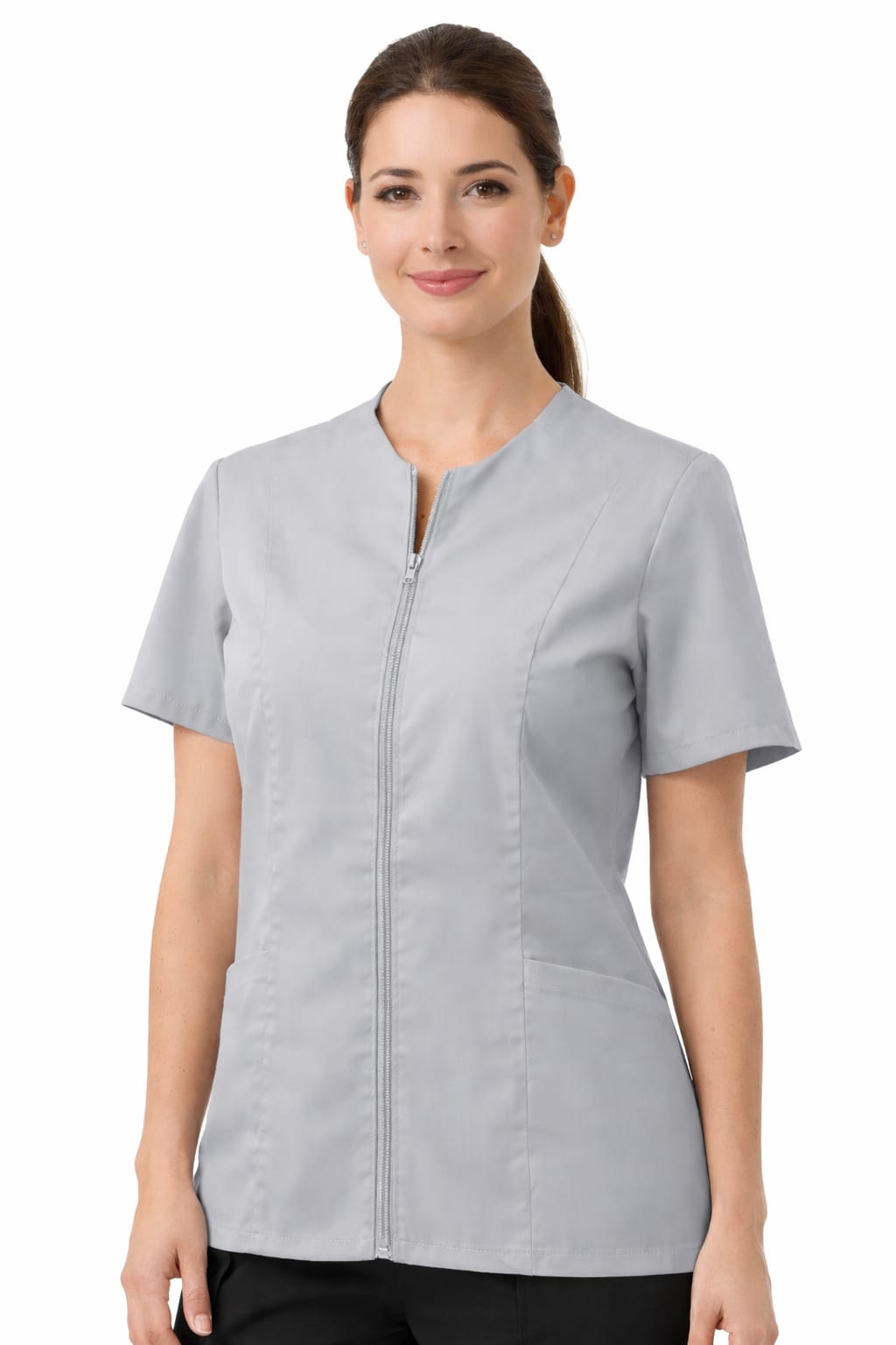 Blusa Antifluido Gris con Cremallera Frontal