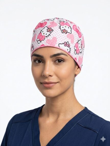 Gorro Antifluido Estampado Hello Kitty Corazón Con Moño Ajustable