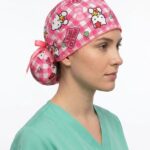 Gorro Antifluido Estampado Hello kitty Cuadros Con Moño Ajustable