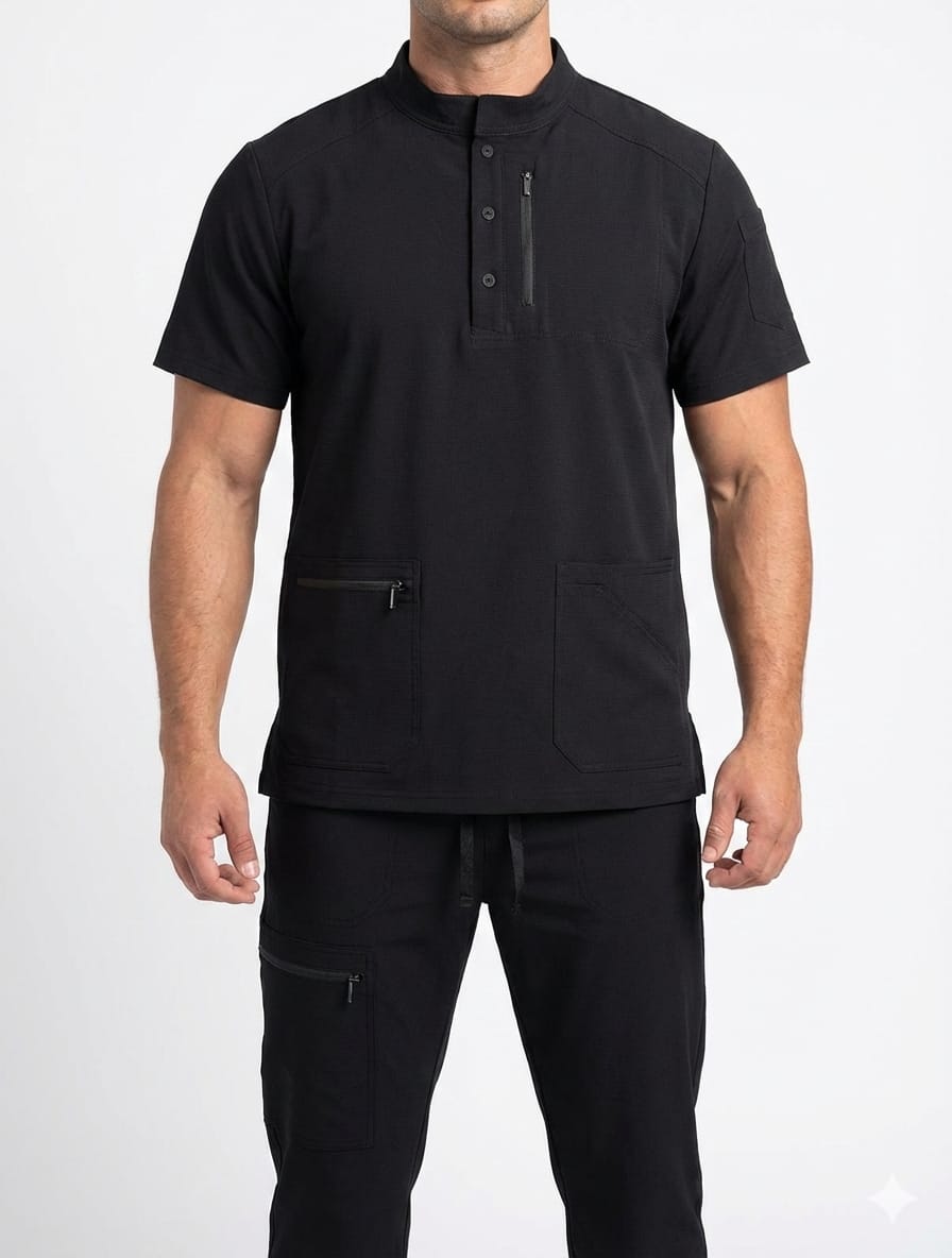 Uniforme Negro Cuello Militar Antifluido Importado Licrado (1)