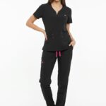 Uniforme Negro Vivo Fucsia Antifluido Importado Licrado