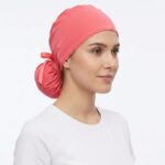 Gorro Antifluido Lycra Rosa Coral con Moño Ajustable
