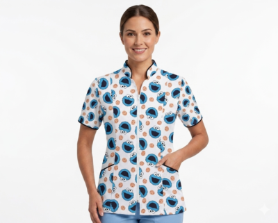 Blusa Blanca Cremallera Antifluido Estampado Come Galletas