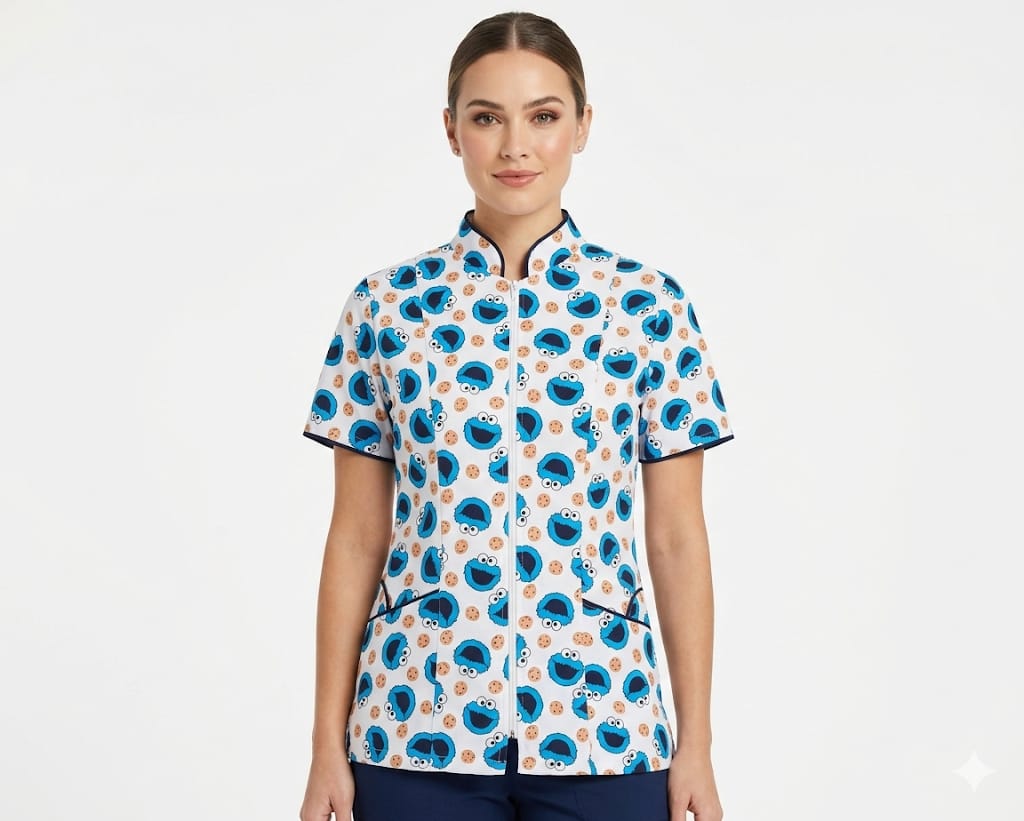 Blusa Blanca Cremallera Antifluido Estampado Come Galletas