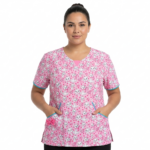 Blusa Cuello Corazón Antifluido Estampado Gatica Blanca