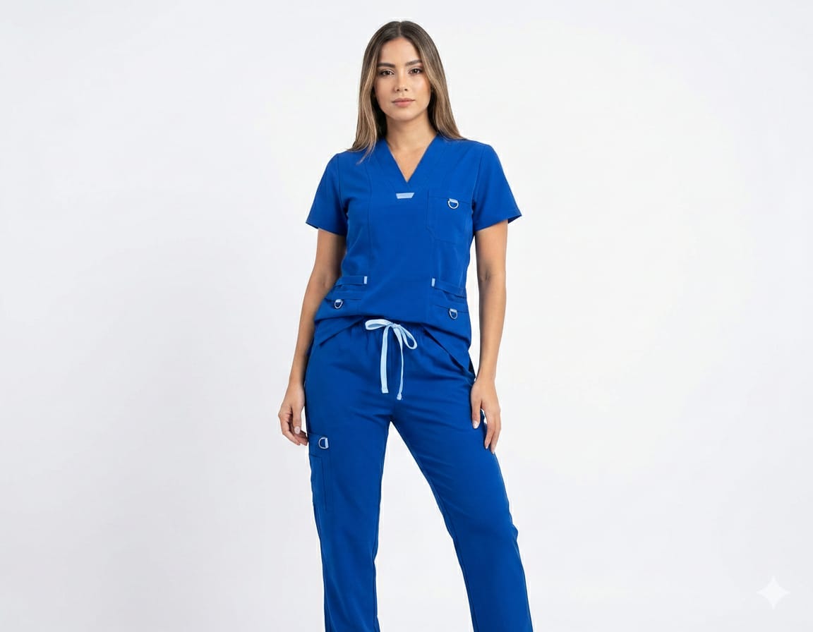 Uniforme Azul Rey Cuello V Con Vivo Azul Cielo Antifluido Universal Lafayette (1)