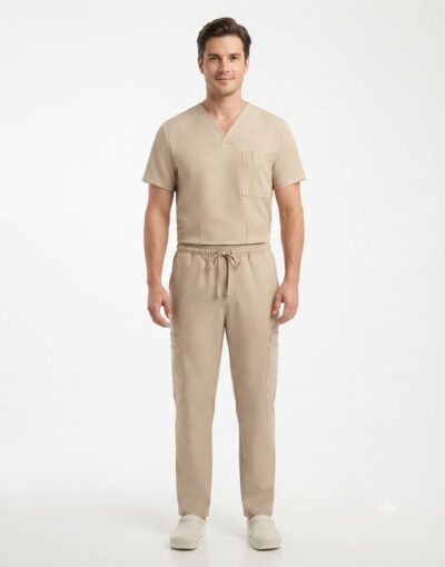 Uniforme Hombre Cuello V Beige Lotus Lycra Lafayette