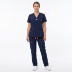 Uniforme Azul Dia Cuello V Vivo Salmon Antifluido Importado