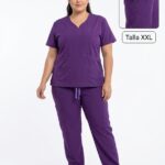Uniforme Morado Cuello Corazón Antifluido Importado Licrado