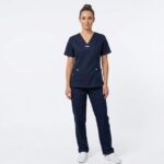 Uniforme Azul Noche Cuello V Con Vivo Azul Cielo Universal Lycra Lafayette