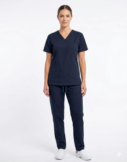 Uniforme Azul Noche Cuello V Corto Lotus Lycra Lafayette