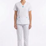 Uniforme Blanco Cuello V Vivo Agua Marina Antifluido Alviero Strecth Lafayette