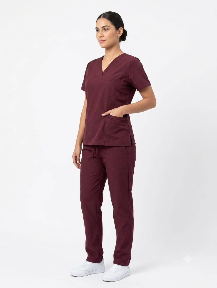 Uniforme Vinotinto Cuello V Antifluido Universal Cloro-resistente Lafayette - Imagen 1