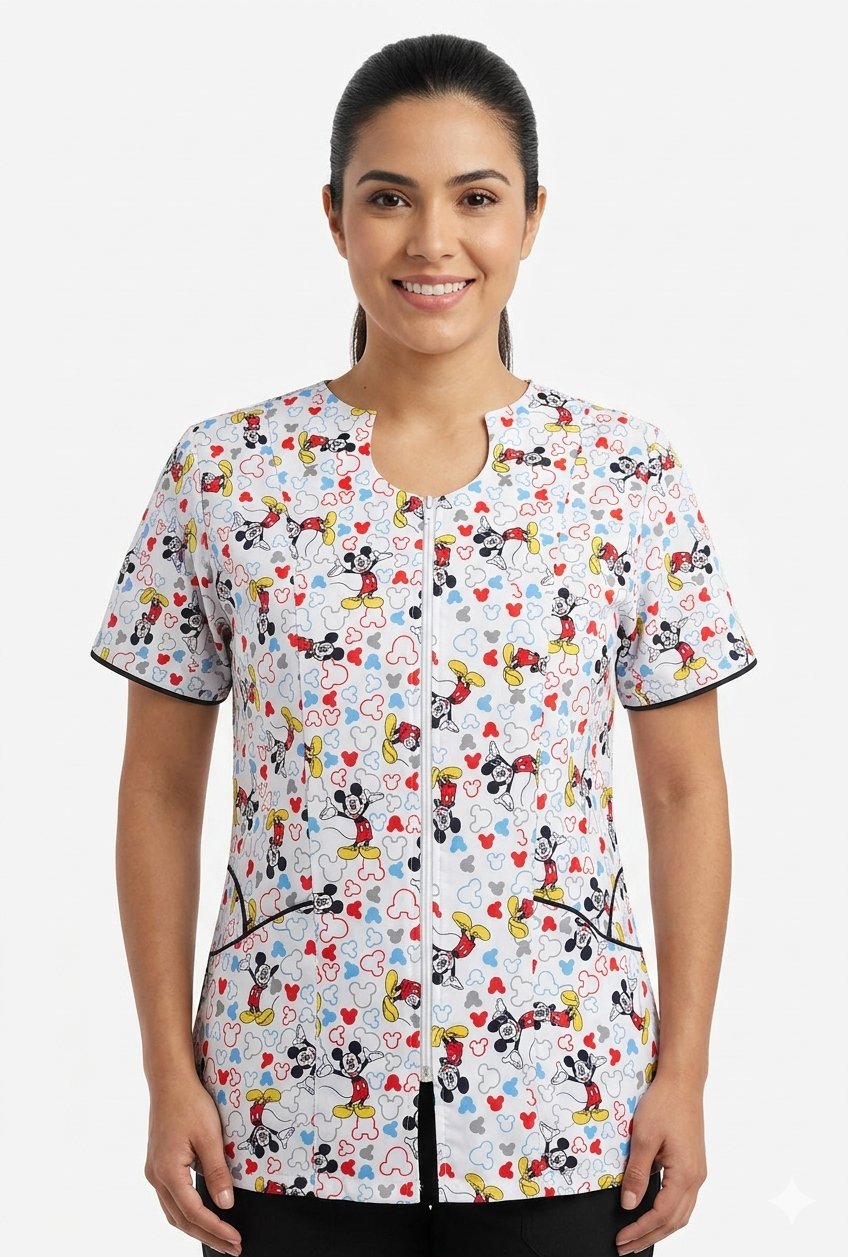 Blusa Cremallera Blanca Antifluido Estampado Mickey Mouse