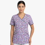 Blusa Cuello Cruzado Lila Antifluido Estampado Minnie Unicornios