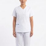 Uniforme Blanco Cuello V Corto Bordado Droopy/Bolsillo Snoopy Azul Cosmos Lafayette