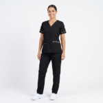 Uniforme Cuello Cruzado Corto Negro Vivo Rosado Antifluido Importado