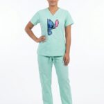 Uniforme Verde Menta Cuello V Corto Bordado Stich Cloro resistente Lafayette