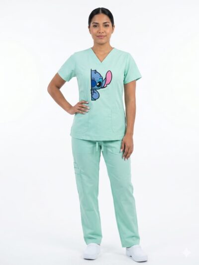 Uniforme Verde Menta Cuello V Corto Bordado Stich Cloro resistente Lafayette - Imagen 2