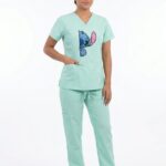 Uniforme Verde Menta Cuello V Corto Bordado Stich Cloro resistente Lafayette