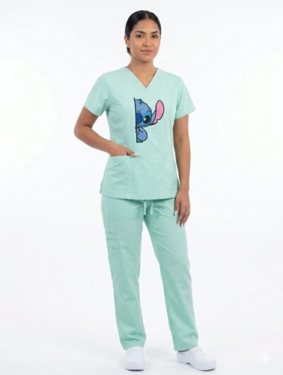 Uniforme Verde Menta Cuello V Corto Bordado Stich Cloro resistente Lafayette