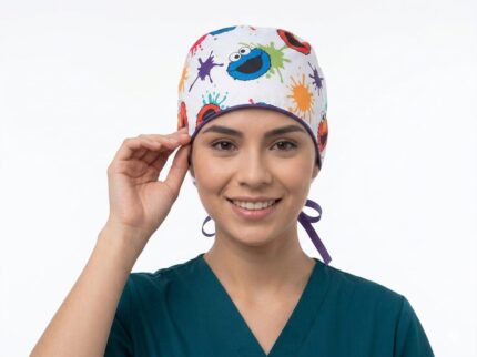 Gorro Antifluido Estampado Come galletas Con Moño Ajustable