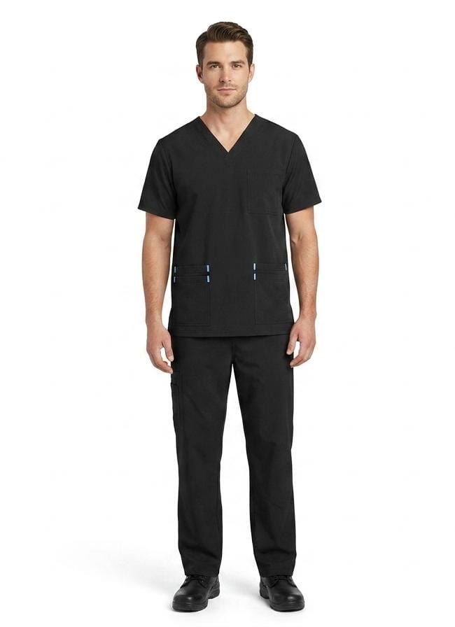 Uniforme Negro Cuello V Antifluido Importado - Imagen 1