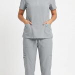 Uniforme Gris Perla Vivo Azul Cuello Redondo Cremallera Corta Lotus Lafayette