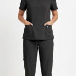 Uniforme Negro Cuello Redondo Cremallera Corta Universal Lycra Lafayette