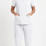 Uniforme Blanco Vivo Azul Cuello Redondo Cremallera Corta Microdril Lafayette