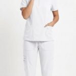 Uniforme Blanco Vivo Blanco Cuello Redondo Cremallera Corta Microdril Lafayette