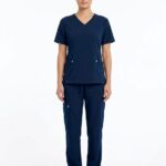 Uniforme Azul Noche Cuello V Redondeado Vivo Hortensia Universal Lycra Lafayette